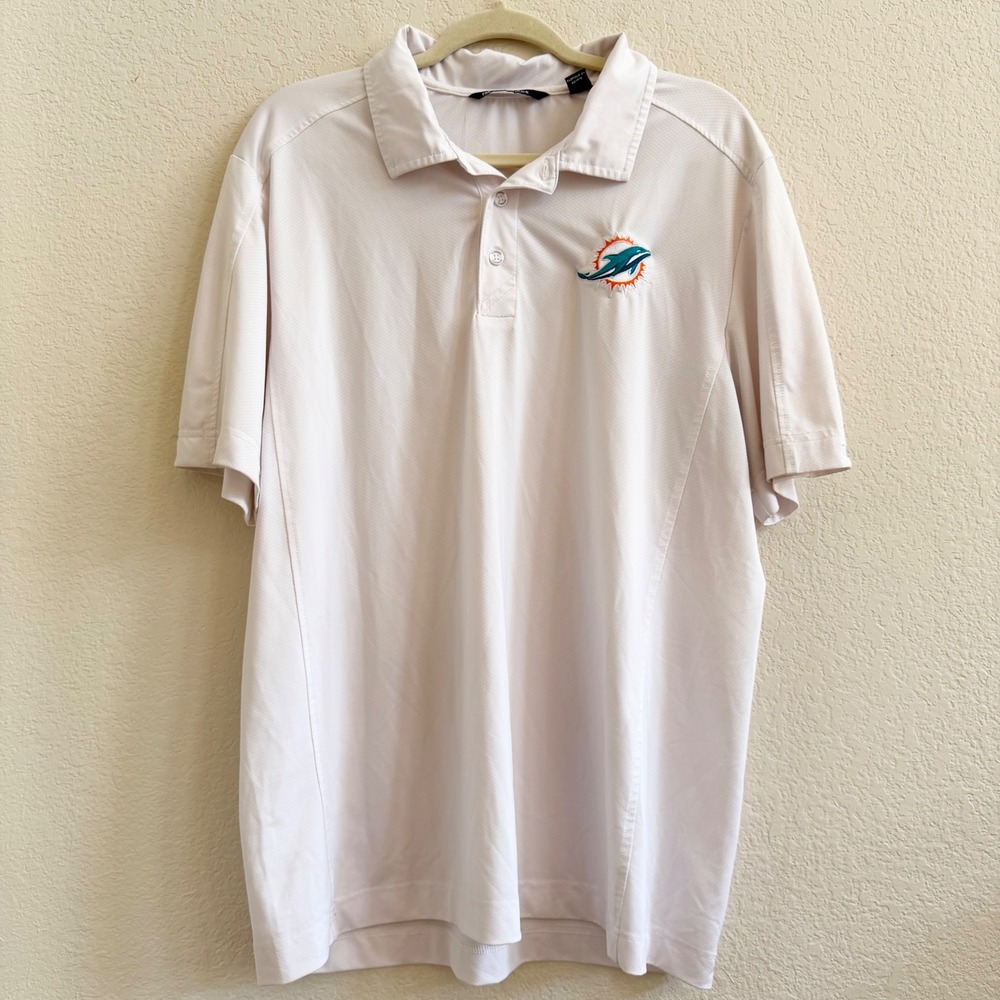 Cutter & Buck Mens Miami Dolphins NFL Peformance Polo Shirt Short Sleeve Sz L